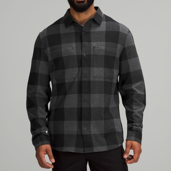Lululemon Soft Knit Overshirt (L, Black and Heathered Graphite Grey) - Picture 1 of 5